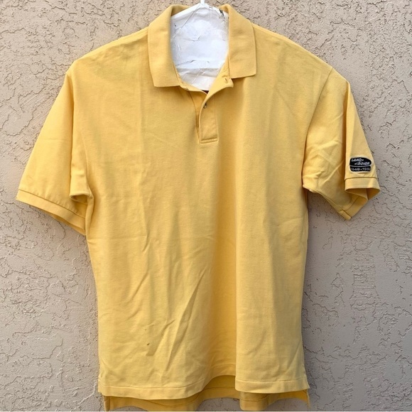 VINTAGE Land Rover GEAR Men's Polo Golf Shirt by OUTER BANKS Yellow size XL- EUC
